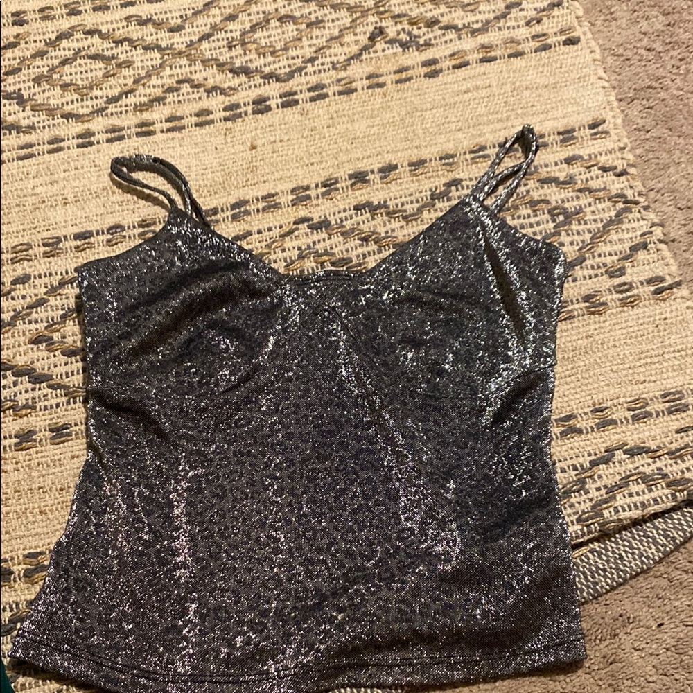 Wild Fable Black Sequin Sleeveless Crop Top